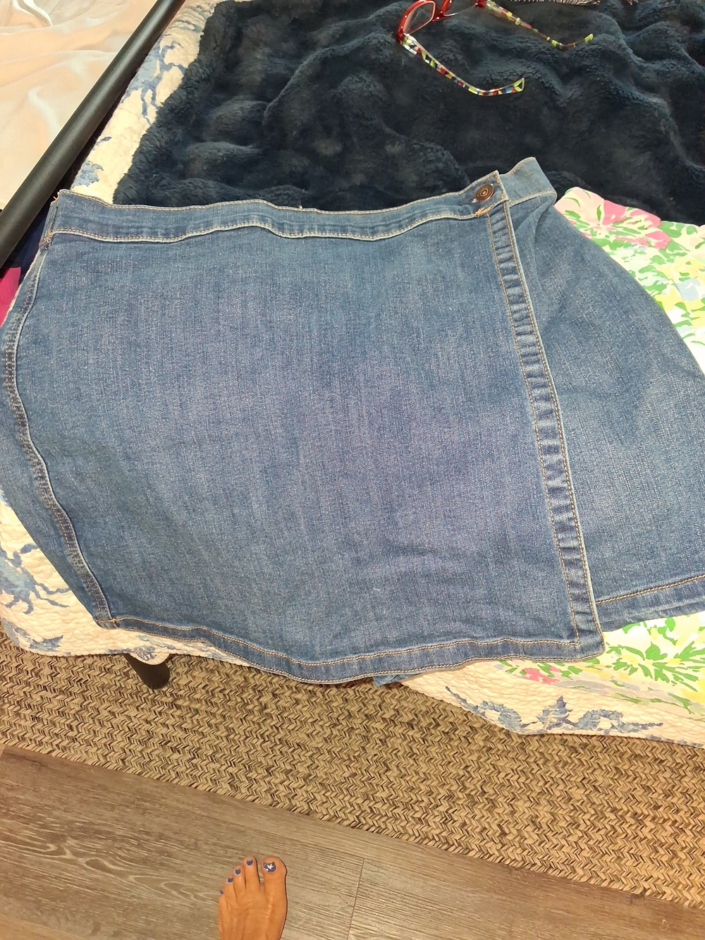 Women’s Blue Denim Mini Wrap Skirt